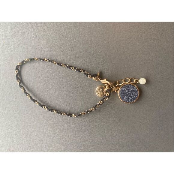 Vintage Druzy Gold Tone Thread Chain Bracelet 7” with 1” Extender Signed - Picture 12 of 12